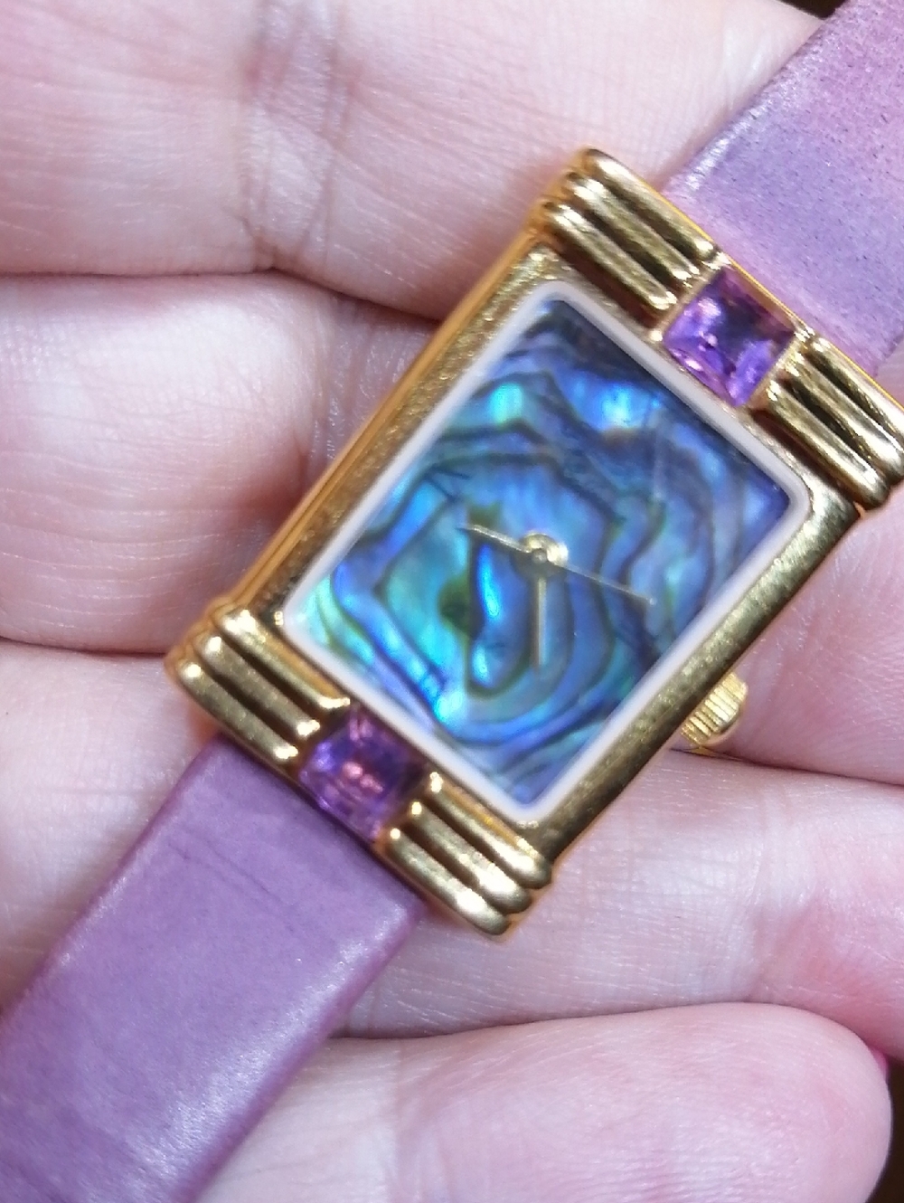 Vintage Fifth Avenue Limited Run Collection Abalone Watch With Purple Amethysts